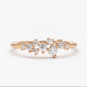 14k rose gold diamond cluster ring